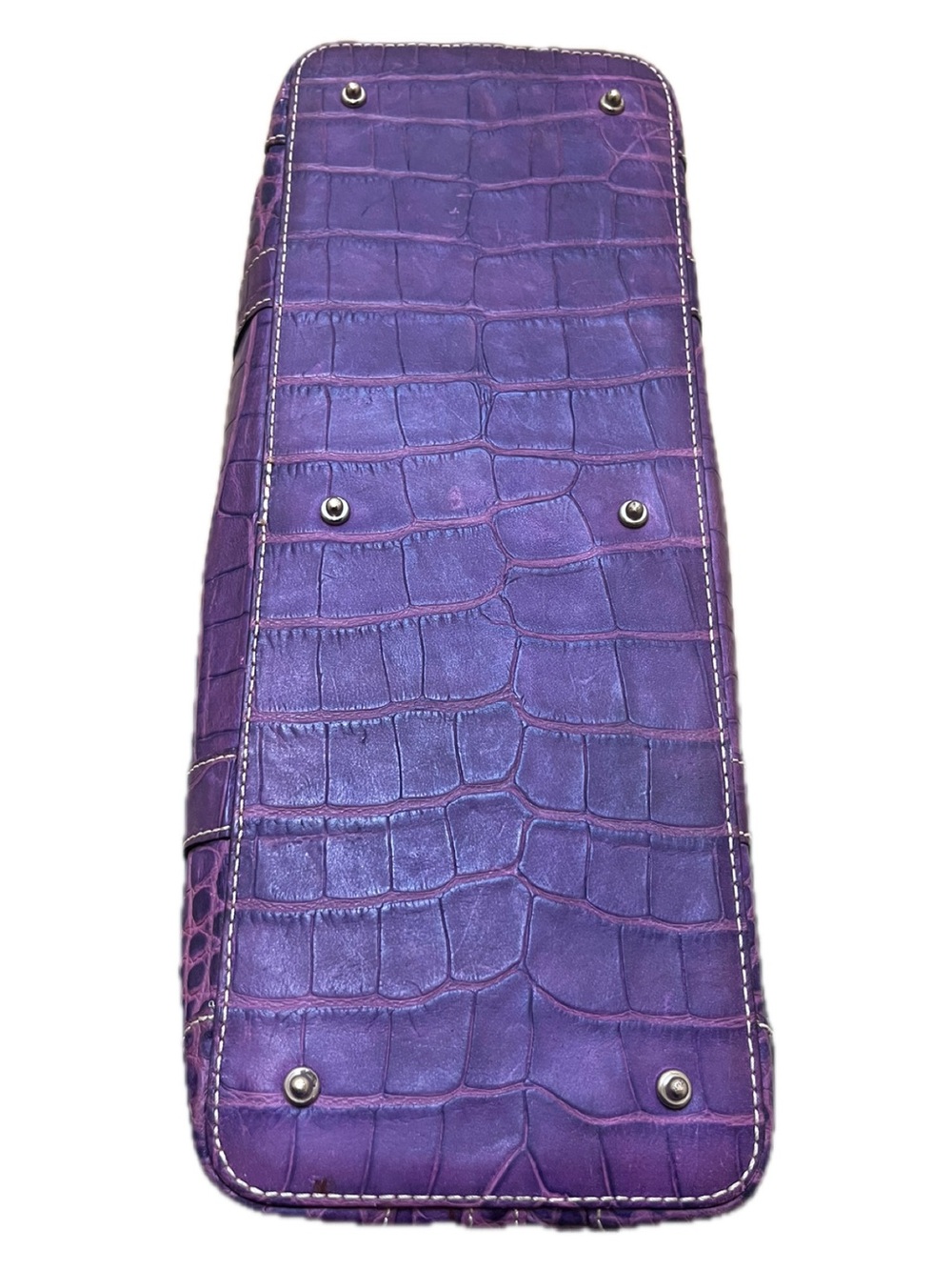 Dooney & Bourke Vintage Purple Nile Collection Crocodile Embossed Satchel - Picture 6 of 13